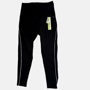 Nicole Miller Sport Womens Black High Waisted Leggings Medium‎ Pockets